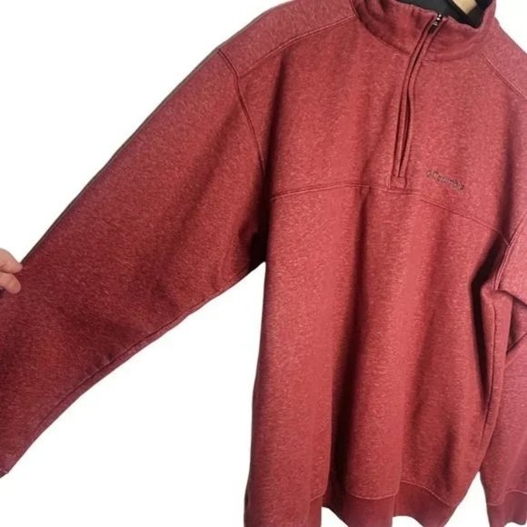 Columbia Red Fluffy Fleece Quarter Zip Durable Pullover High Neck Sweatshirt XL - Picture 4 of 12